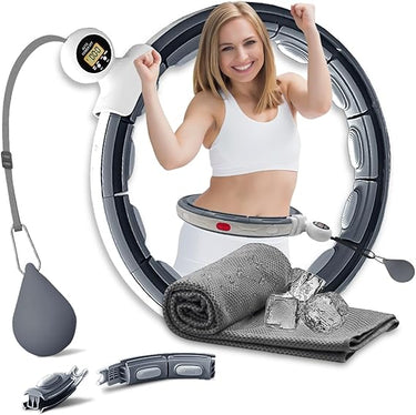 'Weighted Hula Hoop Infinity Smart Hoops with Counter 22''-44'' Inch Hula Hoops 2 in 1 Abdomen Fitness Message Exercise Equipment Non-Fall Exercise Adjustable Hoops'